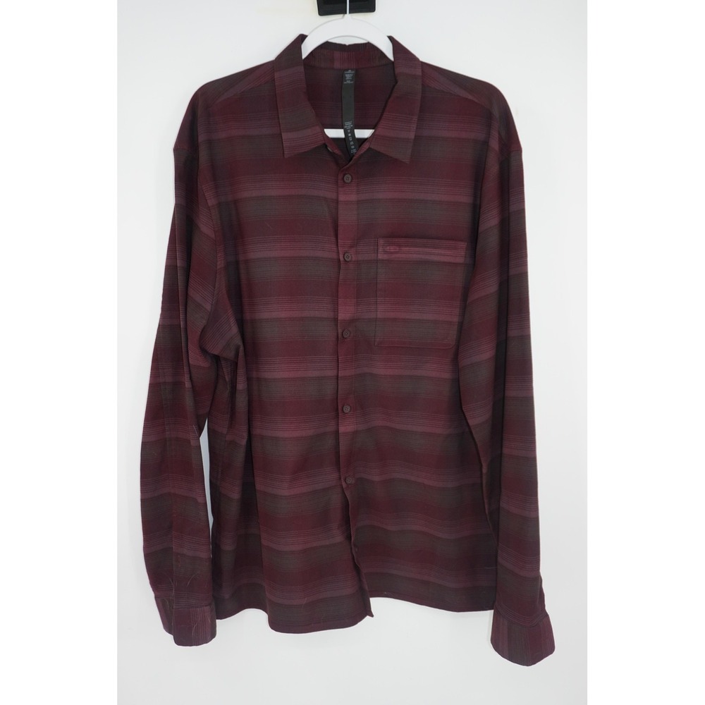 Lululemon Shirt Red Stripe Woven Long Sleeve Button‎ Up Casual Top Men's 2XL